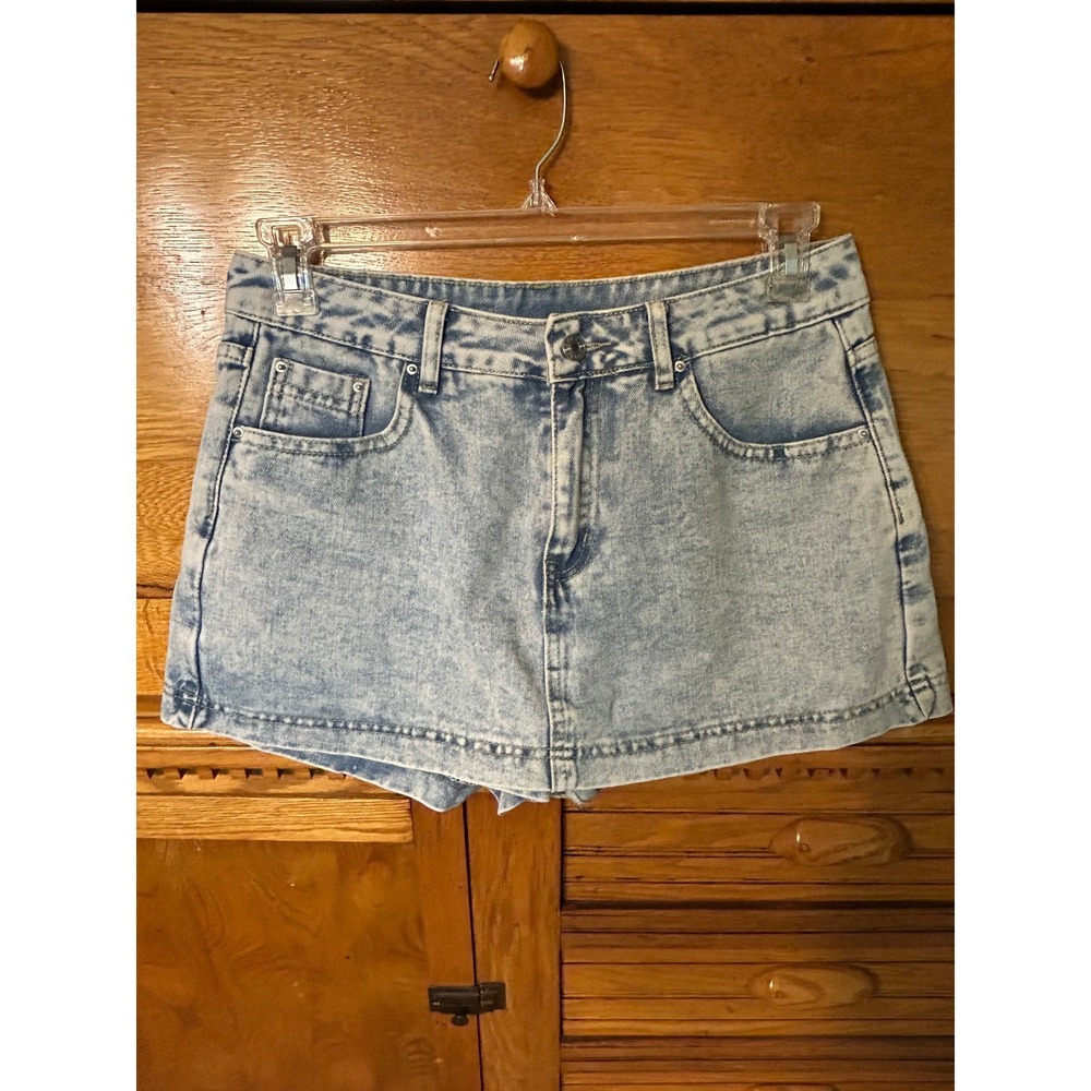 Forever 21 x SHEIN Y2K Acid Wash Denim Skort Soft Grunge Mini Skirt Shorts Indie